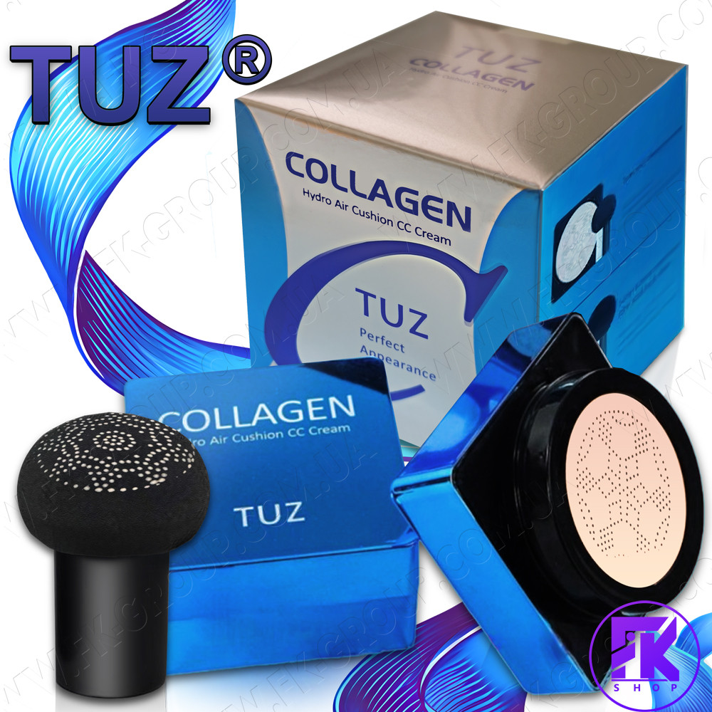 Тональний крем-кушон для обличчя із спонжем TUZ Collagen Hydro Air Cushion CC Cream (Тон 1) 15 г
