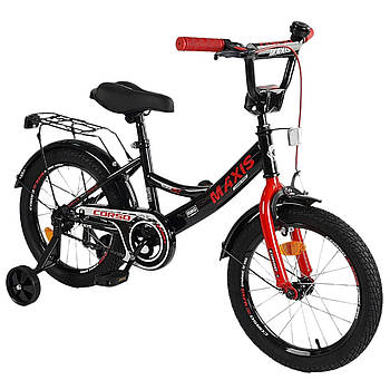 Велосипед двоколісний дитячий 20" дюймів (дзвінок, багажник, складання 75%) CORSO MAXIS CL-20215 Чорно-червоний