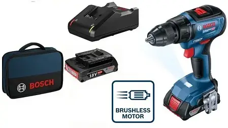 Професійний акумуляторний шуруповерт Bosch GSR 18V-50 : з АКБ 18V 2шт-2Ah (3601JH5000), фото 1