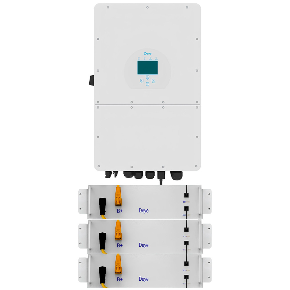 Deye 15 кВт інвертор + три батареї BOS-GM5.1, 51,2 В,100 Ач комплект, високовольтні
