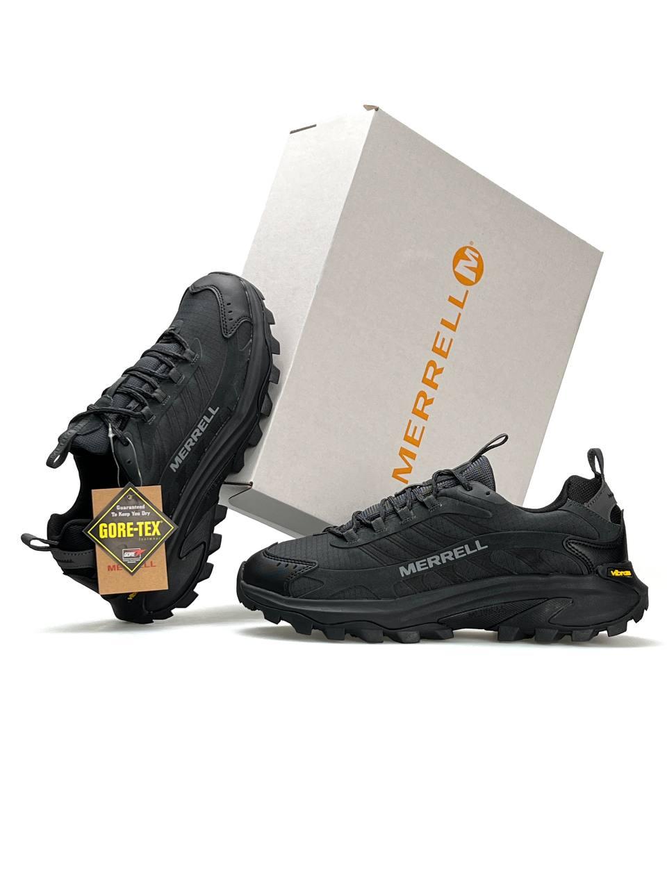 Чоловічі термо кросівки Merrell Moab Speed 2 Gore-Tex Dark Grey, кеди шкіри текстиль водонепрон. чорні. Чоловіче взуття, фото 1