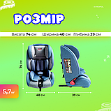 Дитяче автокрісло Gifted Baby HQB ISOFIX крісло для авто група 1-2-3 бустер для дітей 9-36 кг Сірий і синій, фото 7