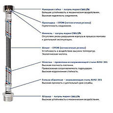 Шланг антивібраційний кутовий SOLOMON 1" НВ 0,5 м HS3001, фото 5