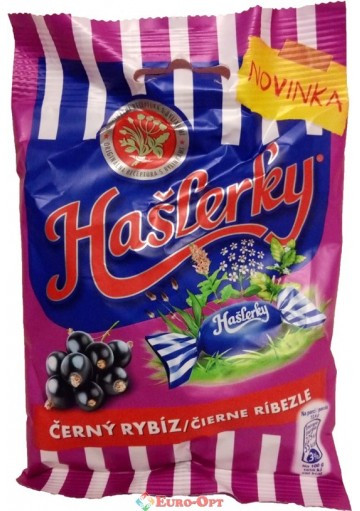 Цукерки HasLarky Cerny Rybiz льодяники чорна смородина 90 г, фото 1