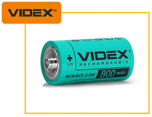Акумулятор 16340 Videx літій-іонний 800mAh 3.7V (без захисту)