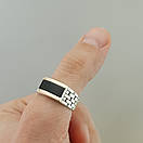 Чоловіча срібна печатка з золотом і чорним каменем. Перстень зі срібла з накладкою золота 375. 20 розмір, фото 7