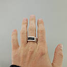 Чоловіча срібна печатка з золотом і чорним каменем. Перстень зі срібла з накладкою золота 375. 20 розмір, фото 2