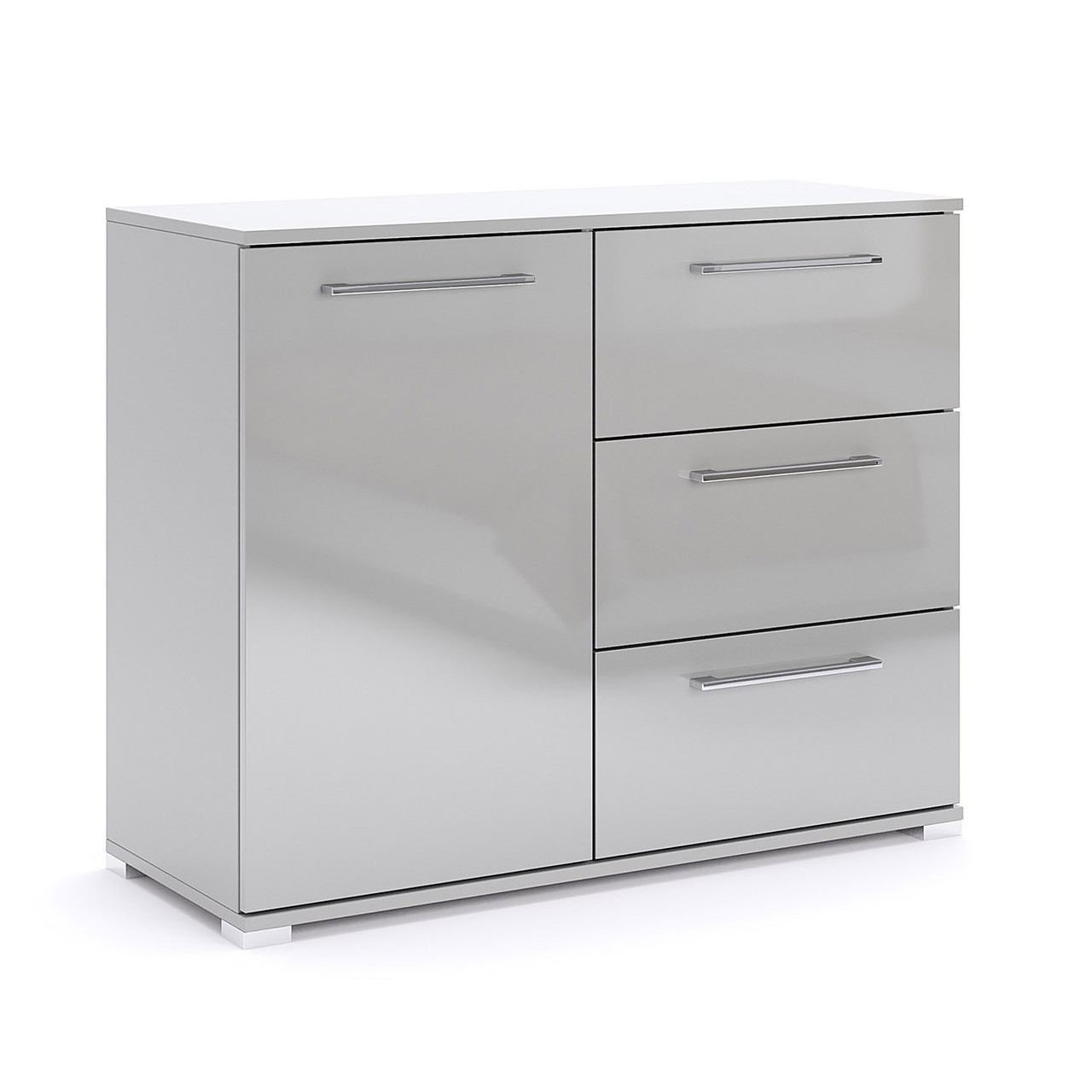 Сучасний комбінований комод 1 метр сірий глянець з шухлядами та полицями для речей у спальню ДСП Мегі Миро-Марк