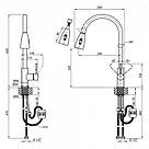 Змішувач для кухні Lidz Aria 015FL з висувним виливом (k35) LDARI015FLNKS34945 Nickel, фото 2