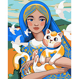 Картина за номерами SANTI Українка з котиком 40*50 см ©mosyakart