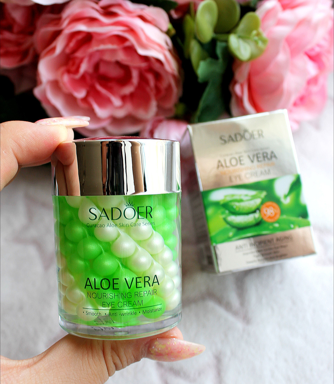 Відновлювальний крем — гель для шкіри навколо очей Sadoer Aloe Vera Nourishing Repair Eye Cream 60 г, фото 1