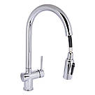 Змішувач для кухні Qtap Rozcesti з висувним виливом з підключенням для питної води QTROZ366CRM45938 Chrome, фото 3