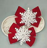 Сніжинки на заколках та резинках Сніжинка Новорічні бантики Новогодние заколочки або резиночки Бантик Снежинка, фото 2
