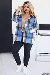 Костюм жіночий теплий із сорочкою в клітинку