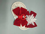 Сніжинки на заколках та резинках Сніжинка Новорічні бантики Новогодние заколочки або резиночки Бантик Снежинка, фото 6