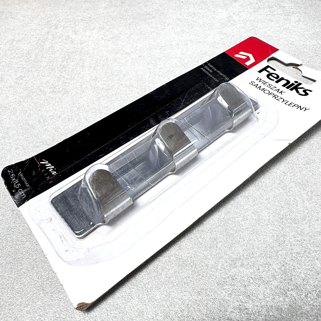 Самоклейка планка з трьома гачками Фенікс, фото 1