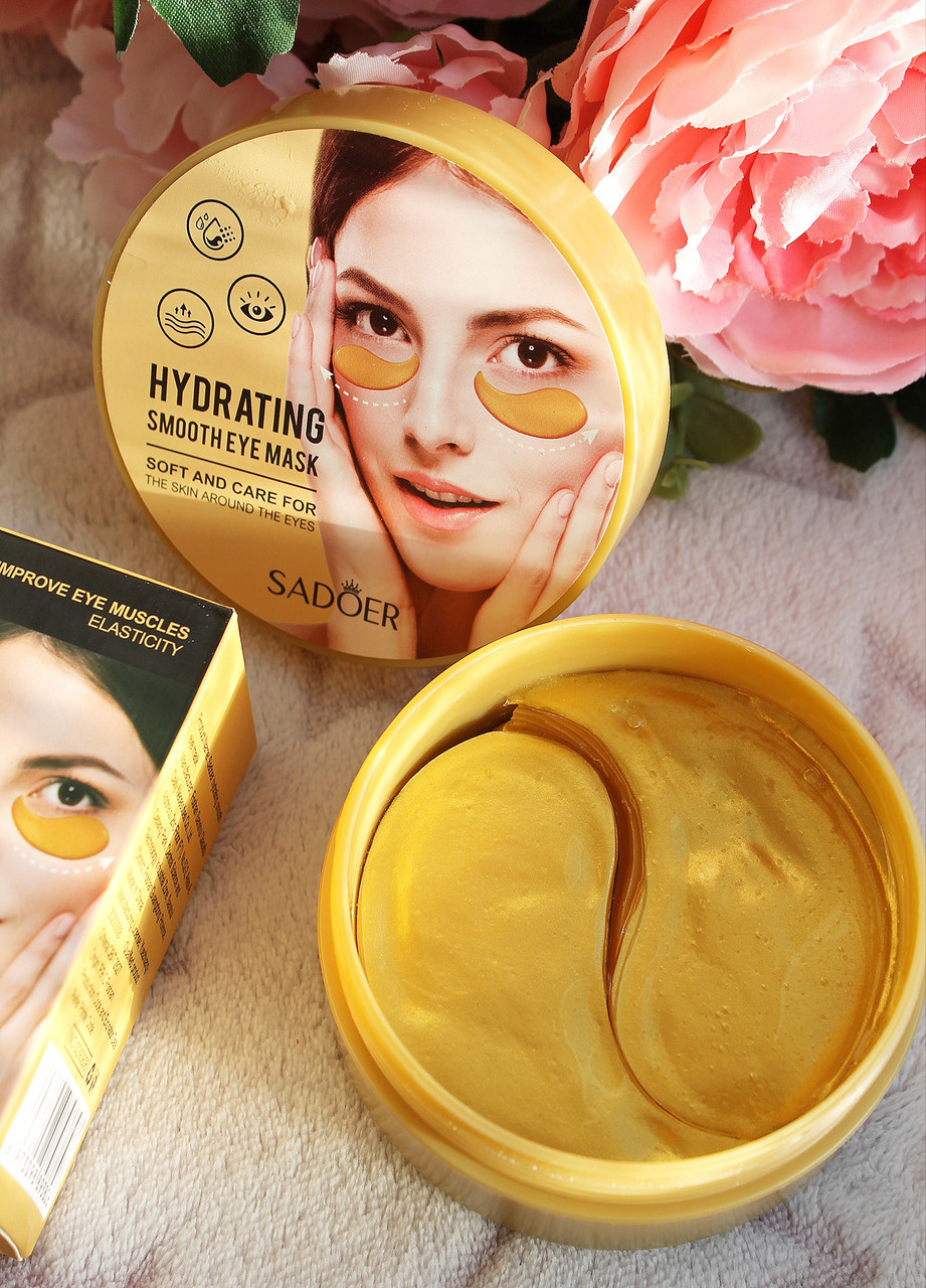 Зволожуючі гідрогелеві патчі з екстрактом золота Sadoer Smooth Eye Mask, фото 1
