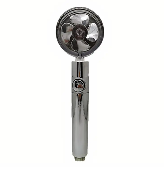 Водозберігальна лійка для душу з функцією стоп Turbocharged shower head Сріблястий (KG-12142)