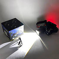 Фонарь налобный с аккумулятором и фокусом PLD-T115-2PM10-TG (white+red), Мощный фонарь FU-435 на голову