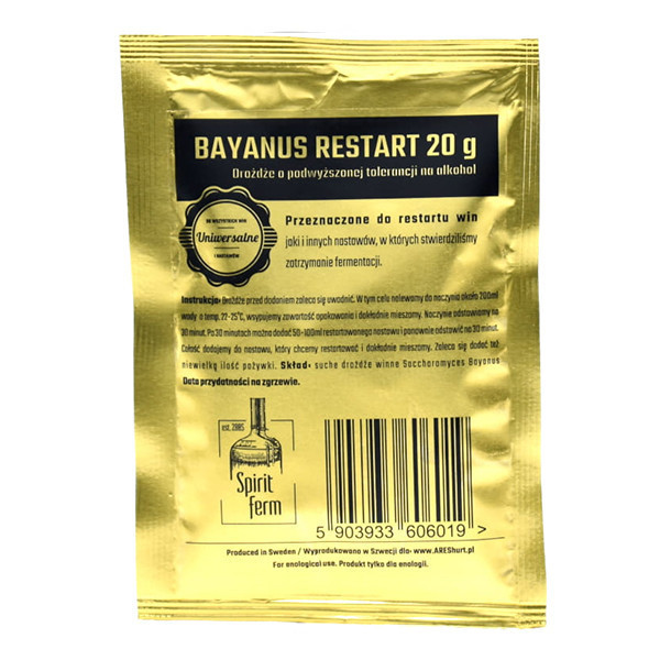 Винні дріжджі Spirit Ferm Bayanus Restart 20G сухі