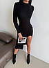 Чорне плаття міді з розрізом і довгим рукавом ангора, фото 6