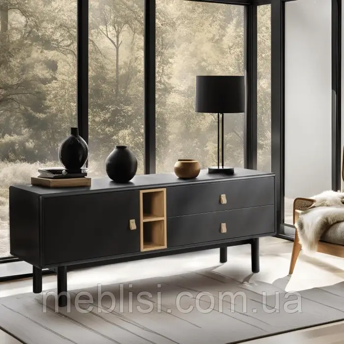Чорна ТВ тумба 140 з шуфлядами ARTI (MEBEL ELITE) ME.ARTI/CZ/RTV