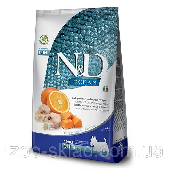 Farmina N&D Ocean DOG Adult Mini Cod Pumpkin & Orange для собак маленьких порід з тріскою та апельсином 7кг