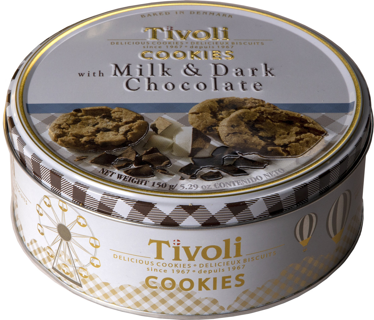 Печиво з Молочним та Чорним Шоколадом Tivoli Jacobsens Milk & Dark Chocolate в з/б 150 г Данія
