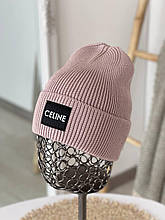 Жіноча шапка Celine демісезонна пудрова