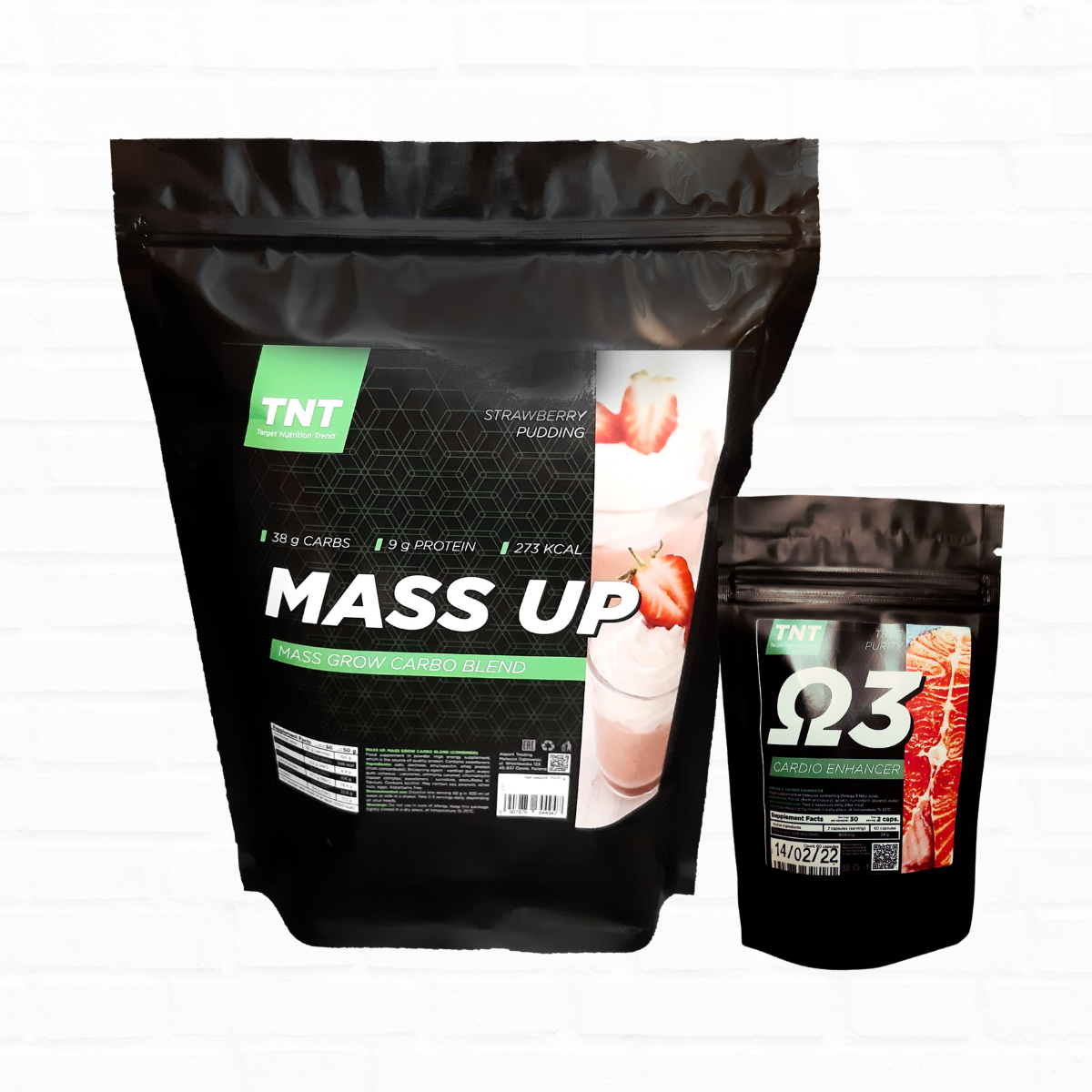 Mass Up Акція гейнер для быстрогошвидкого набору маси Польща 2,5 кг полуниця  + Омега 3 у Подарунок!