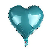 Фольгована повітряна куля Серце аквамарин, кулі серця 10 дюйм