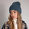Шапка жіноча з мериносової вовни, Тепла шапка лопата, Шапка подвійною в'язкою, Шапки з вовни мериноса, фото 7