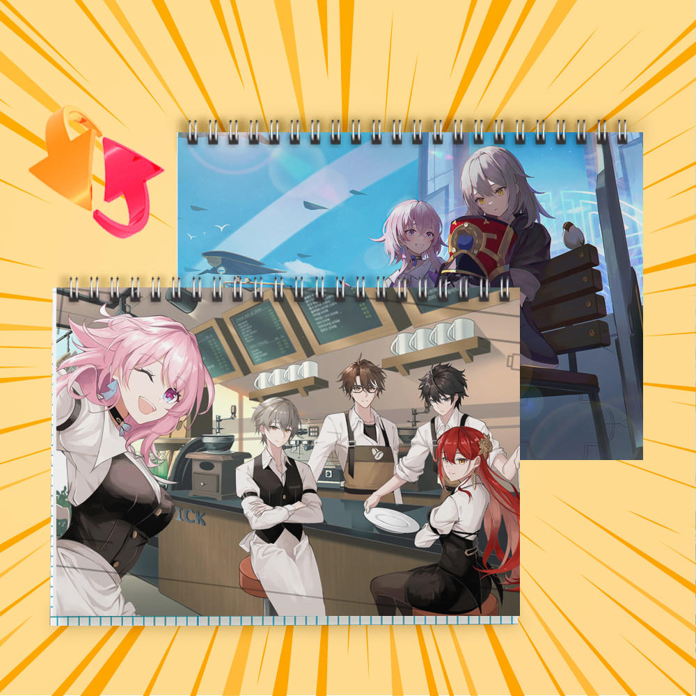 Зошит А5 48 арк. на пружині у клітинку 60 гр.м² Honkai Star Rail 019