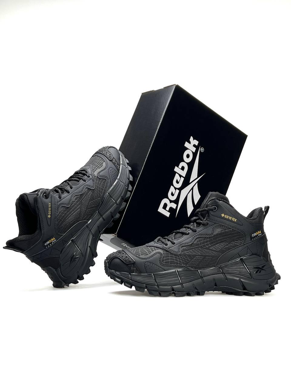 Чоловічі зимові кросівки Reebok Zig Kinetica 2.5 Edge Black Fur, Рібок шкіра текстиль водонепр. Чоловіче взуття