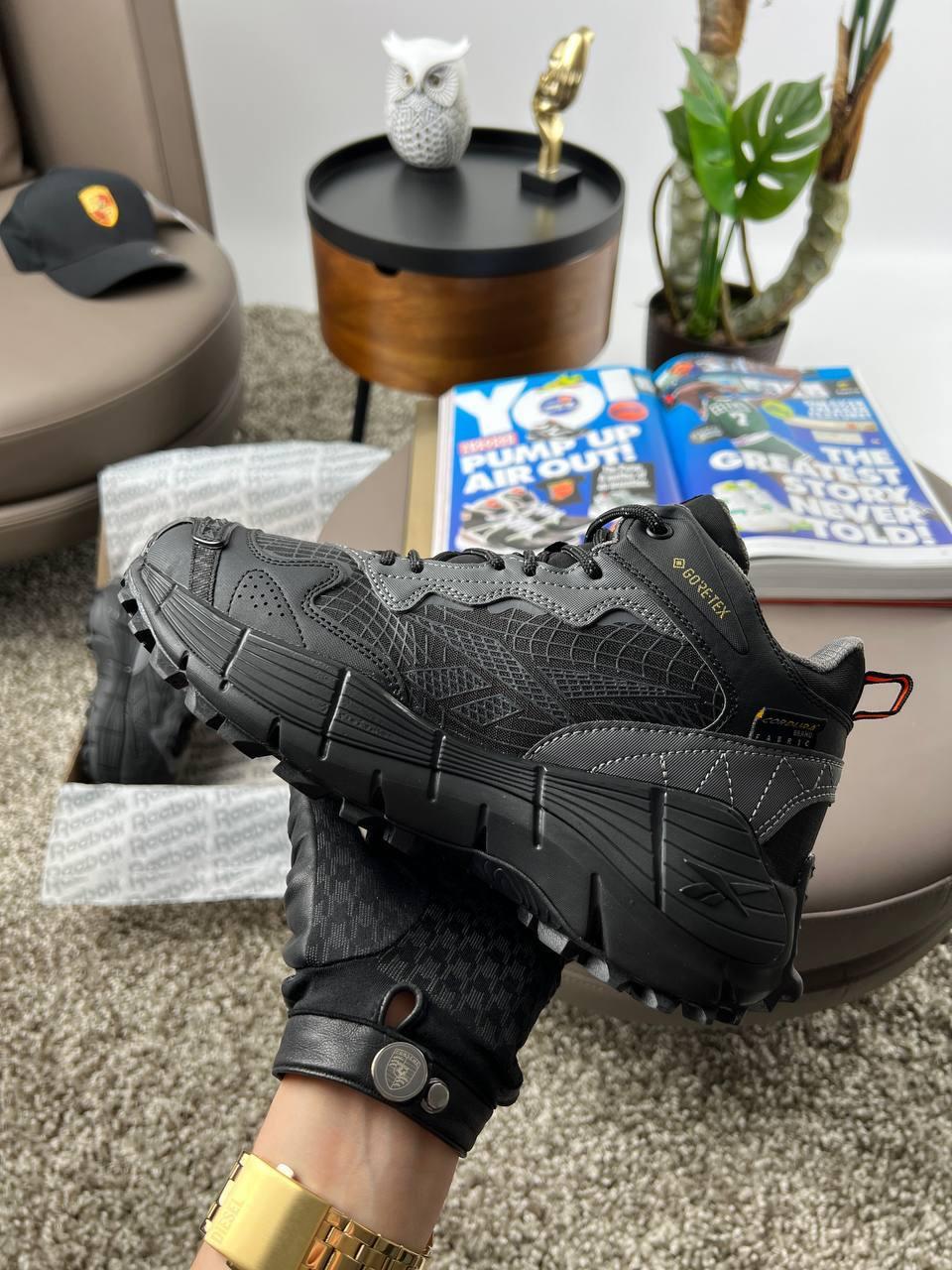 Чоловічі зимові кросівки Reebok Zig Kinetica 2.5 Edge Black Grey Orange Fur, Рібок шкіра текстиль водонепроникний