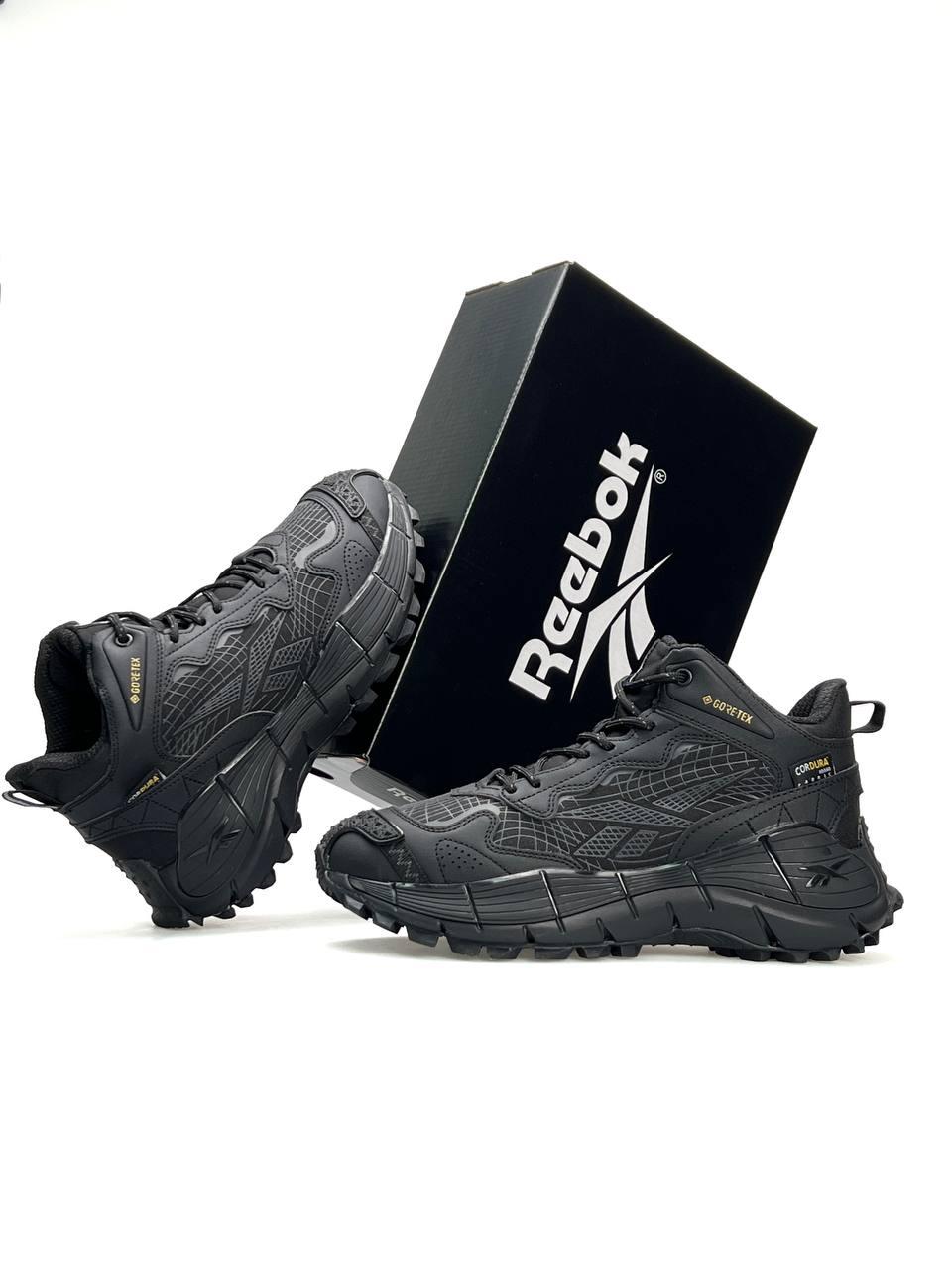 Чоловічі зимові кросівки Reebok Zig Kinetica 2.5 Edge Black Grey Fur, шкіра текстиль водонепр. Чоловіче взуття