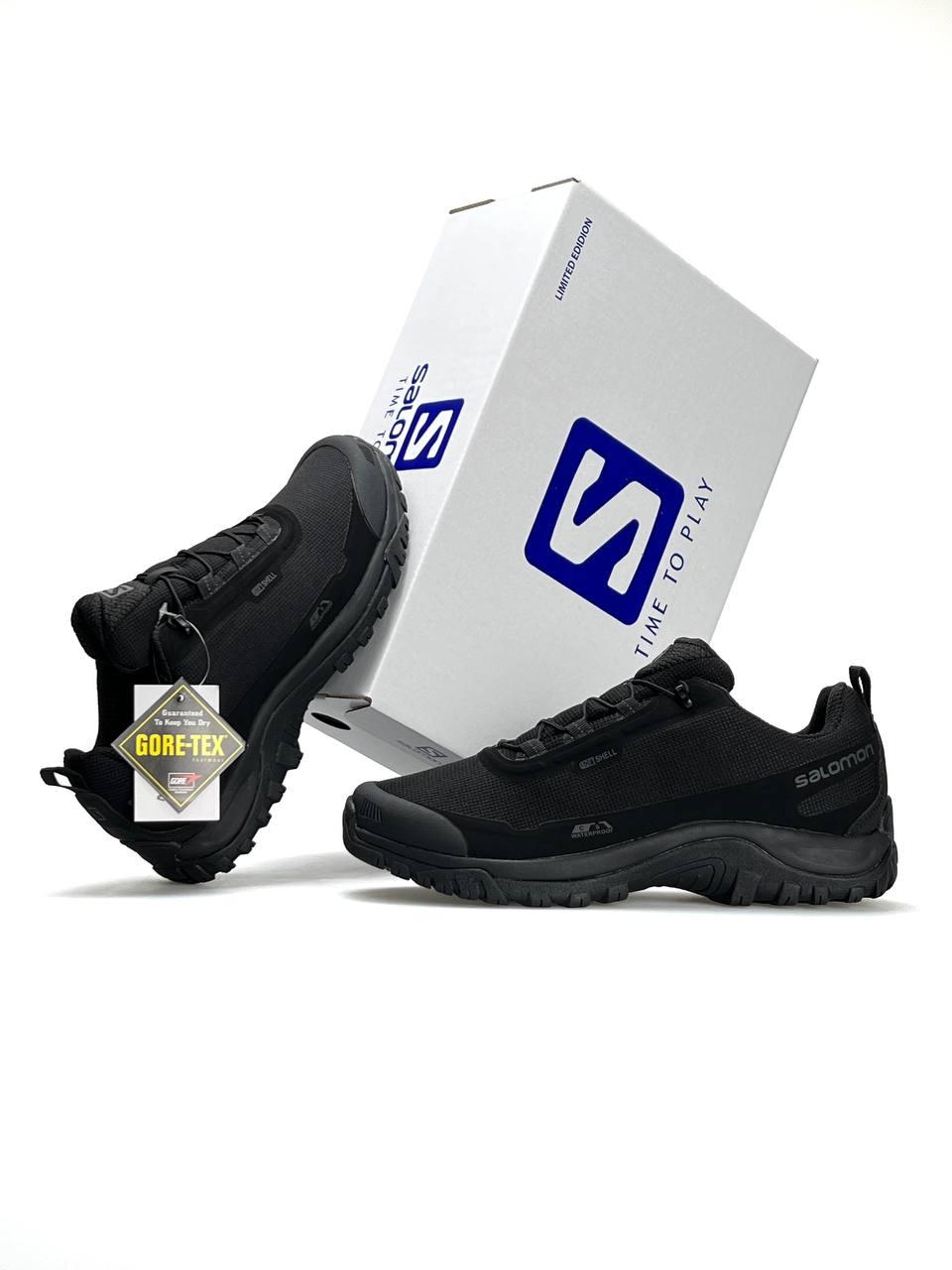 Чоловічі кросівки Salomon Shelter Gore-Tex Black, кеди Соломон нейлон водонепроникн. текстиль. Чоловіче взуття