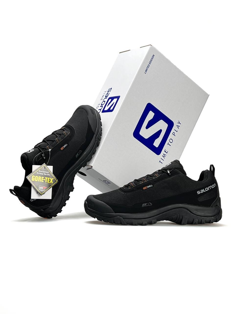 Чоловічі кросівки Salomon Shelter Gore-Tex Black Orange, кеди Соломон нейлон водонепрон. текстиль. Чоловіче взуття