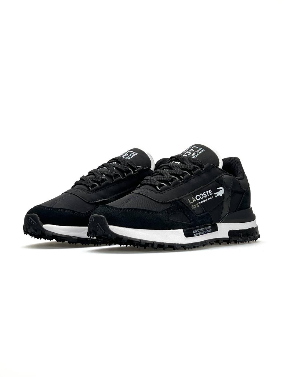 Чоловічі кросівки Lacoste Elite Active Black White, чоловічі кеди Лакоста шкіра, замша, текстиль. Чоловіче взуття