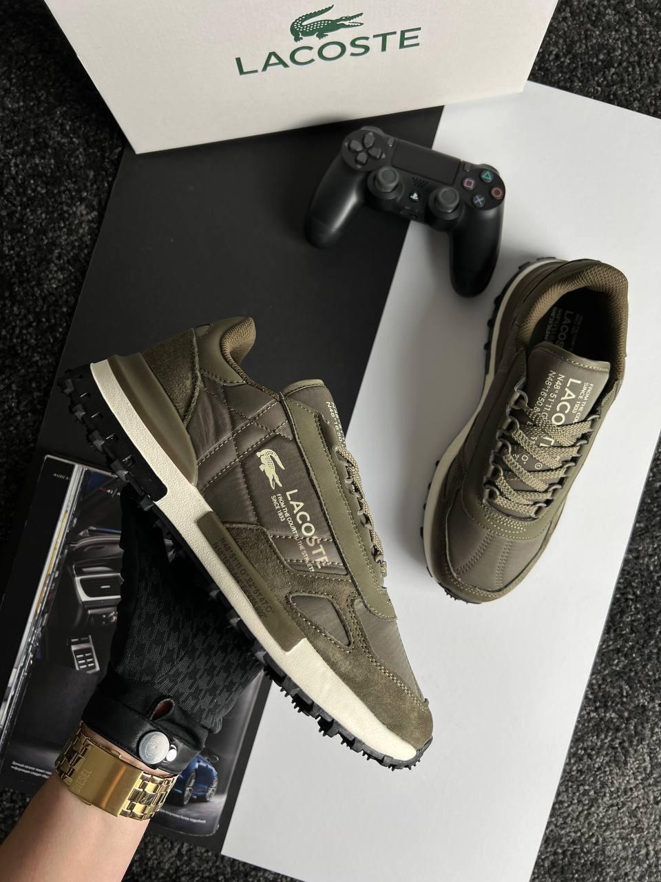 Чоловічі кросівки Lacoste Elite Active Light Brown, кеди Лакоста шкіра, замша, текстиль водовід. Чоловіче взуття