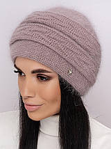 Жіноча стильна шапка кольору, Об'ємні в'язані зимові шапки Жіночі теплі шапки, Шапка жіноча ангора, фото 3