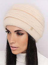 Жіноча стильна шапка кольору, Об'ємні в'язані зимові шапки Жіночі теплі шапки, Шапка жіноча ангора, фото 4