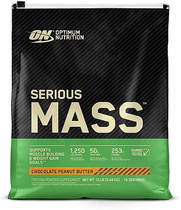 Гейнер Optimum Nutrition Serious Mass 5,45 kg Chocolate Peanut Butter, фото 1