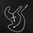 Срібна цепочка з хрестиком чоловіча з накладками золота. Хрестик срібло з золотом і ланцюг бісмарк. Довжина 60 см, фото 8