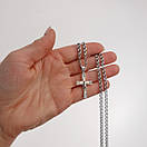 Срібна цепочка з хрестиком чоловіча з накладками золота. Хрестик срібло з золотом і ланцюг бісмарк. Довжина 60 см, фото 3