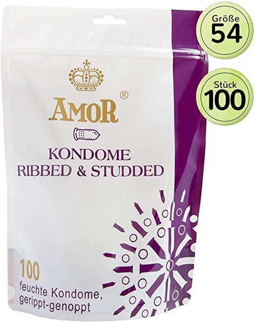 Презервативи - Amor Ribbed & Studded, 100 шт. Кітті