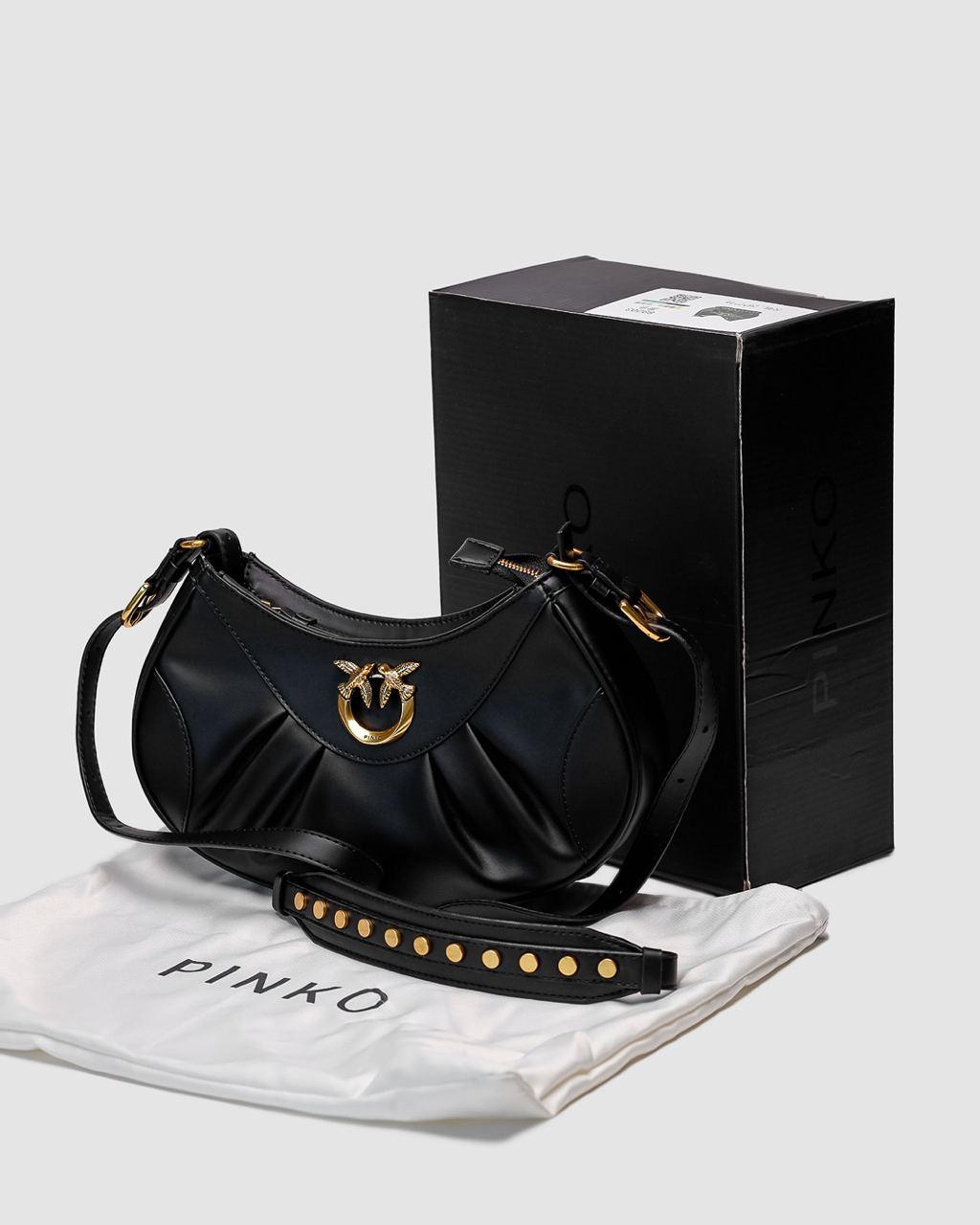 Жіноча сумка чорна крос-боді Pinko Leather Love Bag Bon Bon