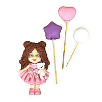 Дівчинка з кульками 2д шатенка