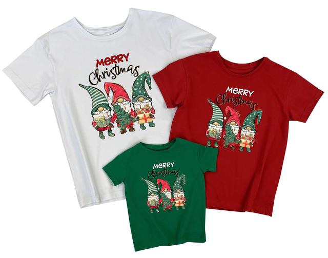 футболка merry christmas гномики різдвяна футболка для всієї родини новорічна футболка з принтом гномів купити футболку на різдво для дітей та дорослих новорічна футболка для свята