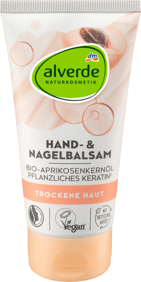 Бальзам для рук і нігтів Alverde Naturkosmetik (Олія абрикосових кісточок та кератин) 75 мл, фото 1